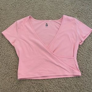 bubblegum pink wrap top